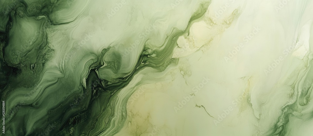 Aufkleber abstract fluid art background featuring marble textures in green and yellow shades. soft waves creat