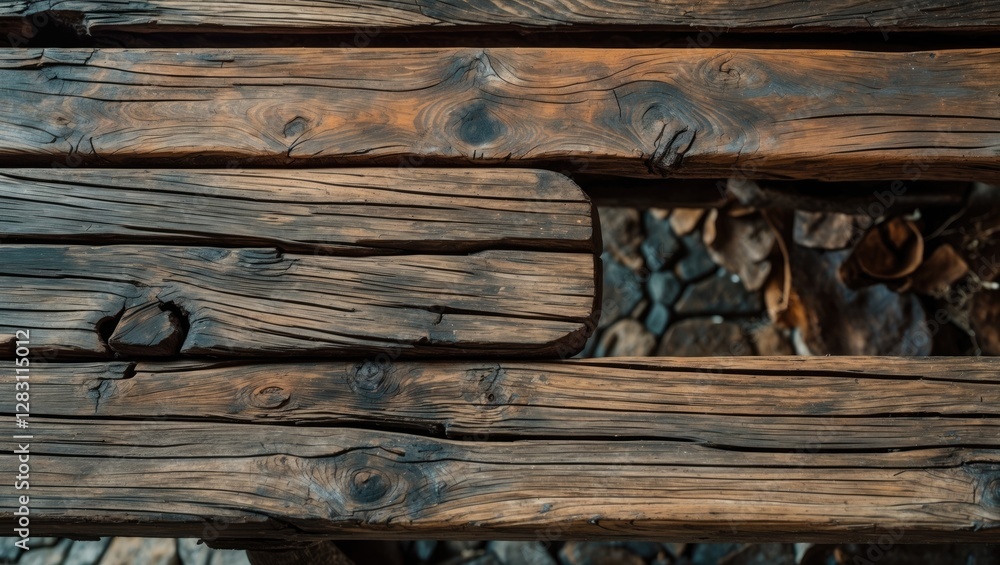 Poster wooden table surface with detailed texture and weathered appearance, featuring knots and rich color 