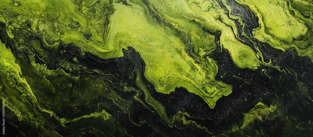Poster abstract green and black marble texture featuring unique swirling patterns with vibrant shades of gr