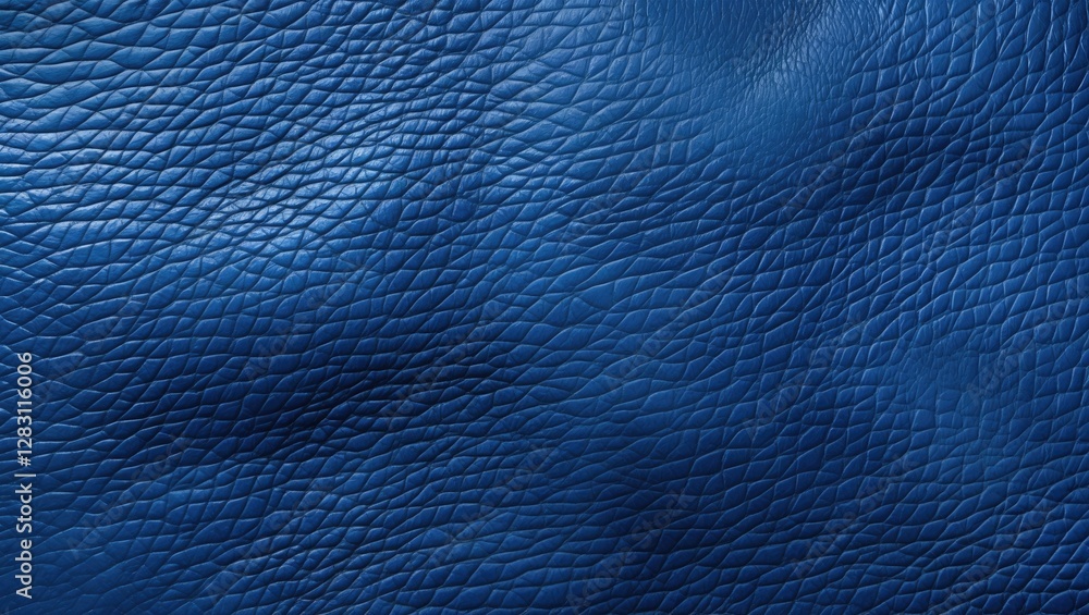 Poster blue textured leather surface with natural grain patterns and subtle wrinkles for backgrounds and de