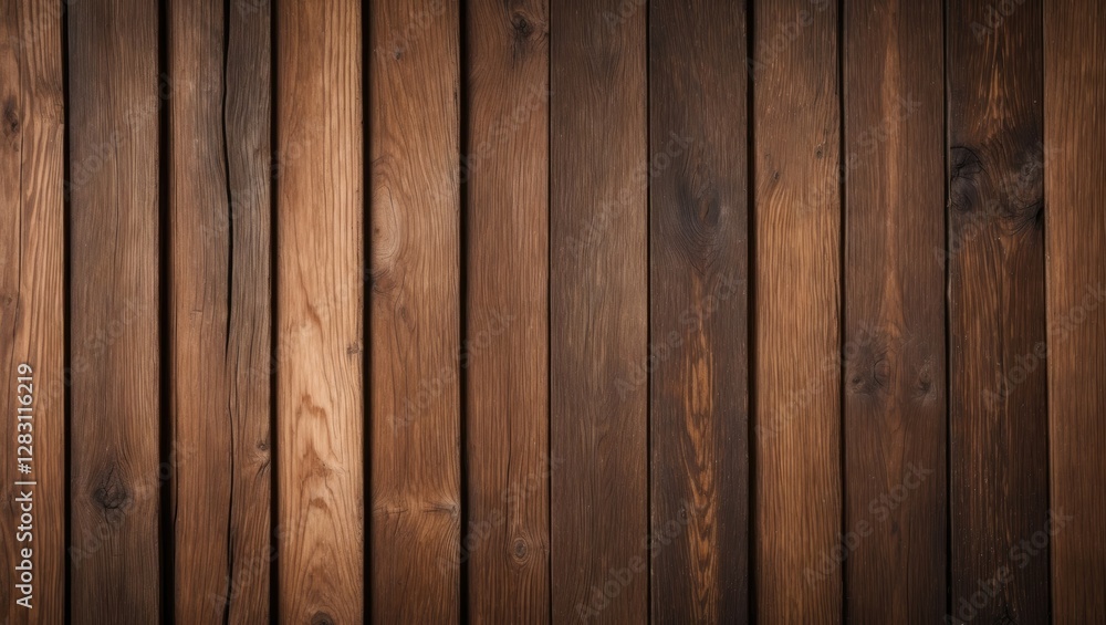 Poster wooden texture background with vertical planks in varying shades of brown suitable for rustic or int