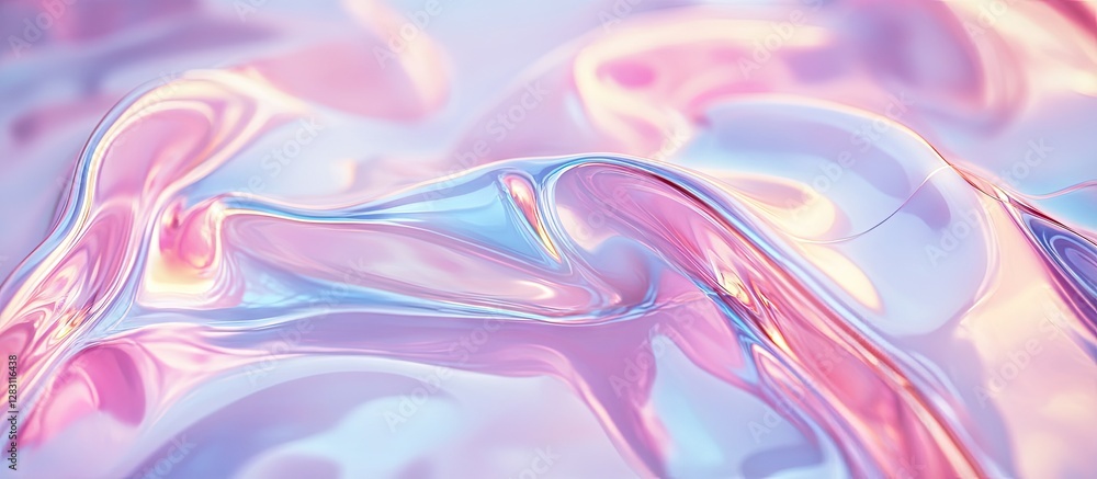 Poster gradient backdrop of soft pink and blue hues with a smooth holographic effect, ideal for modern bann