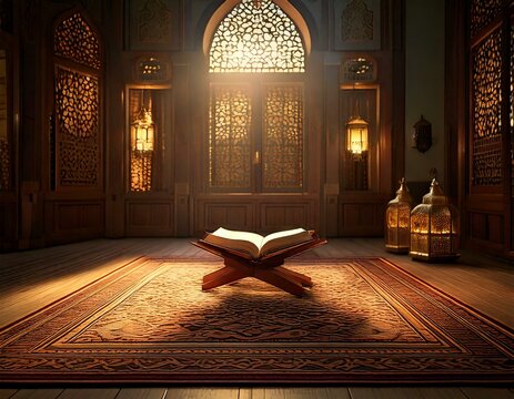 interior of a mosque with Quran