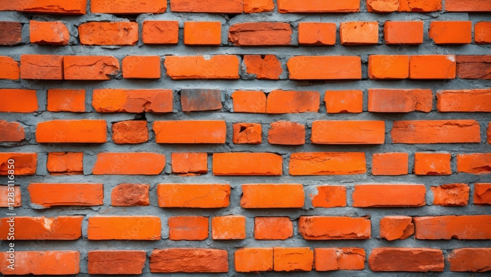 Poster red brick wall texture with irregularities and variations in color and shape in urban construction b