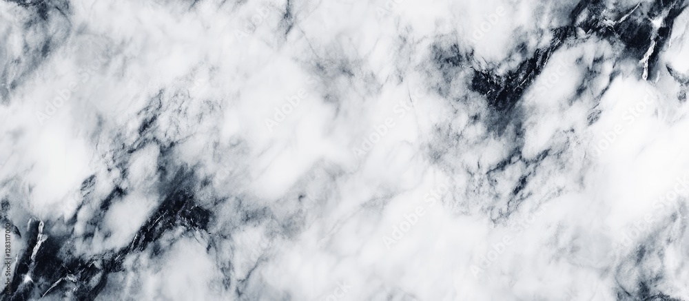 Fototapete Black and white marble texture with swirling patterns and veining, dominating the background with a smooth, polished finish ideal for backgrounds.