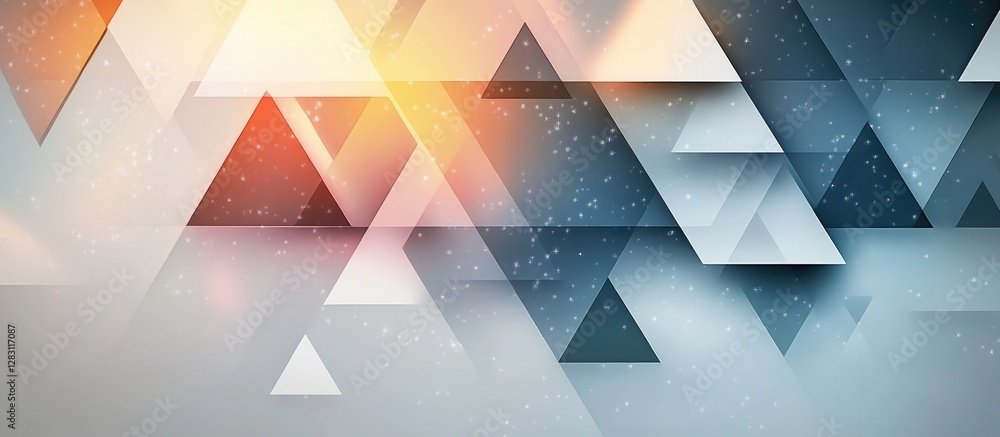 Leinwandbilder abstract geometric background with blue and white triangles arranged in layers, featuring a blend of