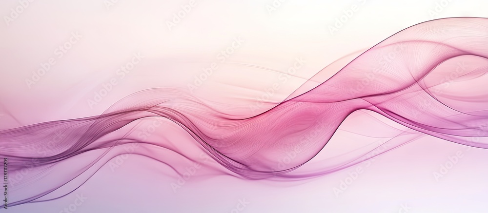 Poster delicate flowing pink and lavender waves on a soft white background creating an abstract tranquil at