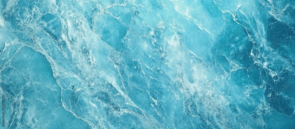 Aufkleber aqua blue textured marble background with intricate lighter and darker veins, creating a serene unde
