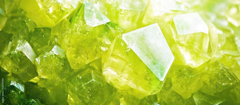 Fototapete vibrant green polygonal crystal texture showcasing sharp geometric shapes with glimmering facets sca