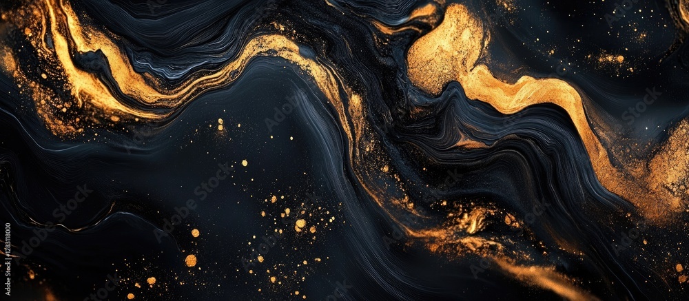 Leinwandbilder stunning black and gold marble texture with deep black waves accented by shimmering gold veining cre