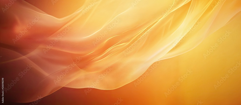 Aufkleber abstract flowing fabric in warm tones of orange and gold with soft gradients on the left side creati