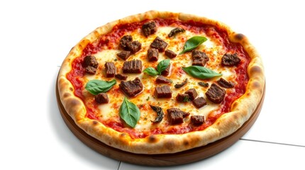 Fresh Homemade Italian Pizza Margherita with buffalo mozzarella and basil