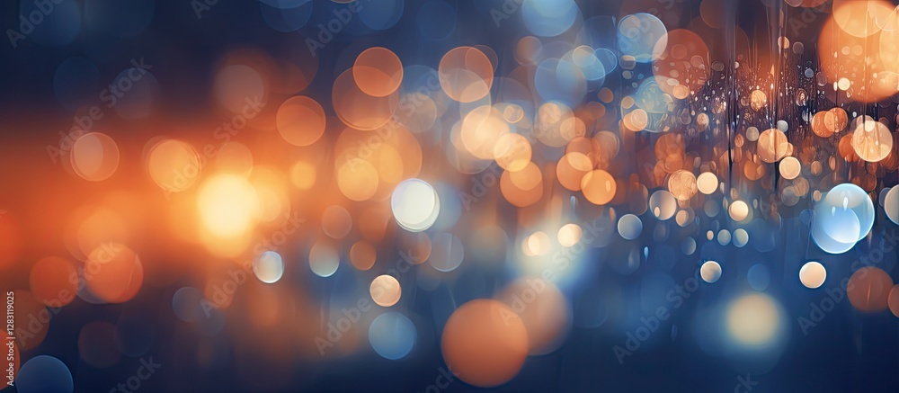 Aufkleber abstract bokeh lights in vibrant orange and blue hues, softly blurred with circular shapes, creating