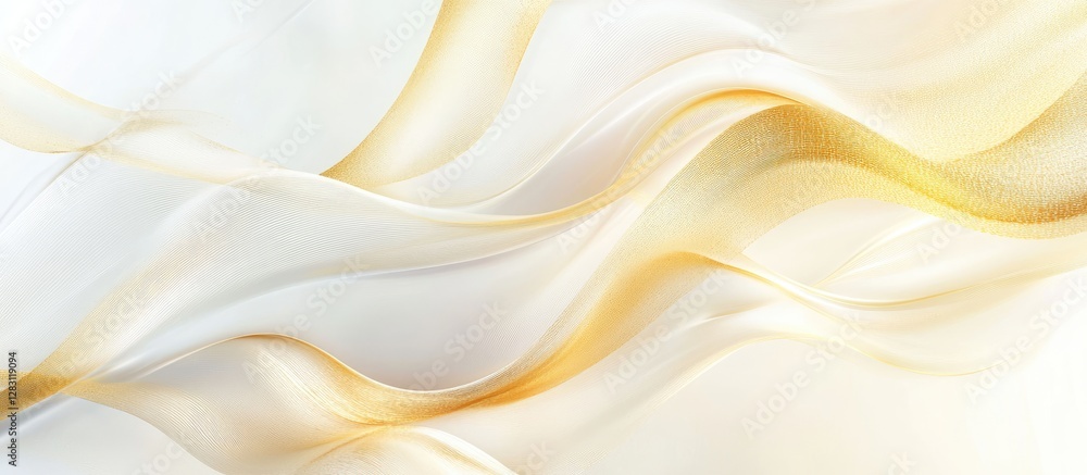 Poster elegant gold and white abstract background with flowing wave patterns, smooth gradients creating a s