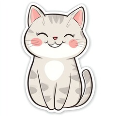 Obraz premium A cute, smiling cartoon cat illustration with soft, friendly features.