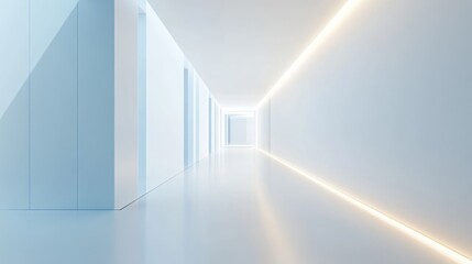 Obraz premium Bright White Corridor with Soft Lighting: Minimalist Architectural Interior Design