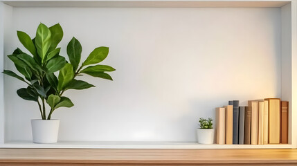 Cozy Home Office with a Minimalist Bookcase and Neutral Zoom Background
