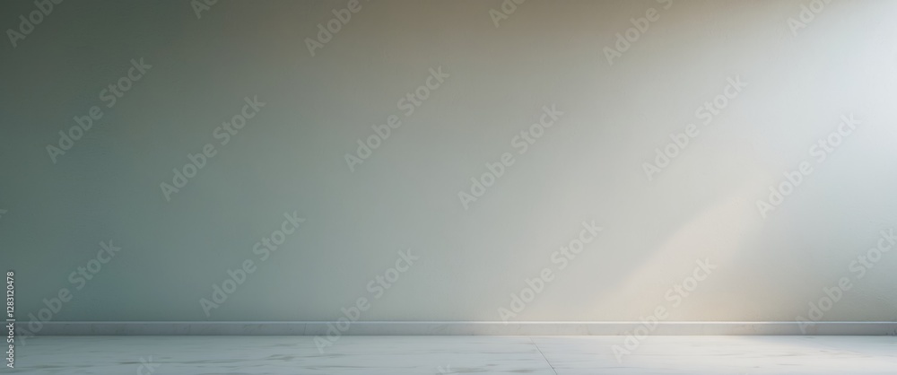 Poster minimalist empty room interior with light walls and floor casting soft shadows natural light through
