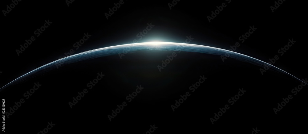 Aufkleber dramatic sun flare radiating from the horizon against a deep black background, creating a smooth gra