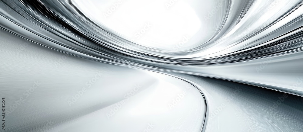 Aufkleber Futuristic abstract wallpaper with smooth silver curves and dynamic motion effects on a light grey background creating an engaging visual experience