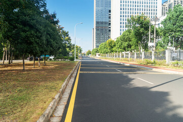 Empty urban road and buildings in the city