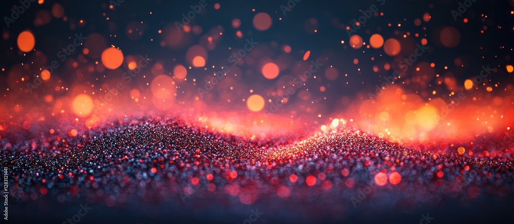 Aufkleber abstract bokeh background with shimmering red and orange glitter hues, blended softly to create a vi