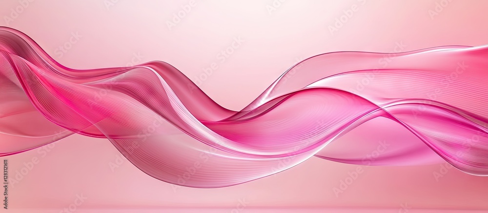 Poster Flowing pink wave patterns create a modern abstract background with a tech-inspired design, featuring soft gradients and smooth curves.
