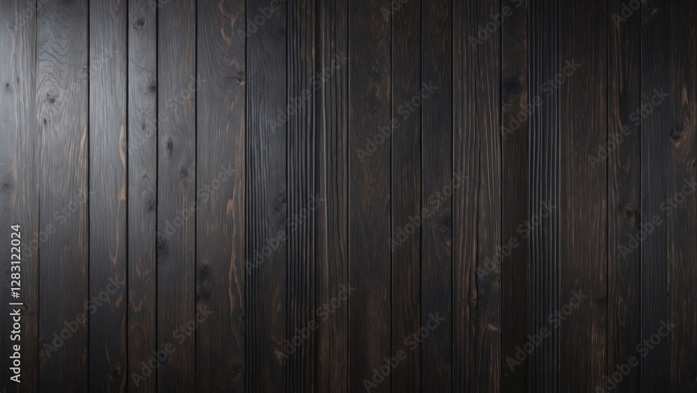 Poster dark wooden panel background with vertical planks and natural grain texture ideal for rustic or mode