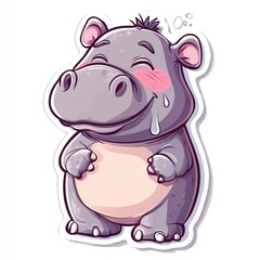A cute cartoon hippo character with a joyful expression and big, smiling eyes.