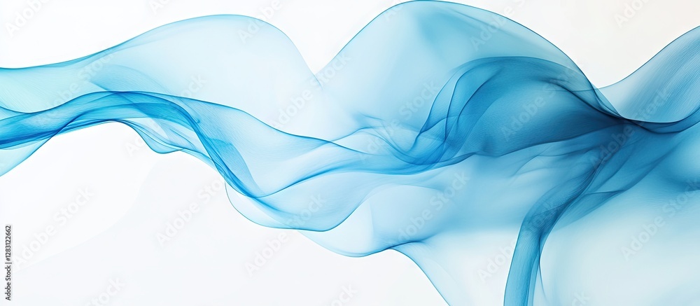 Poster Flowing transparent blue waves on a light background creating a serene abstract design with ample space for text elements ideal for banners.