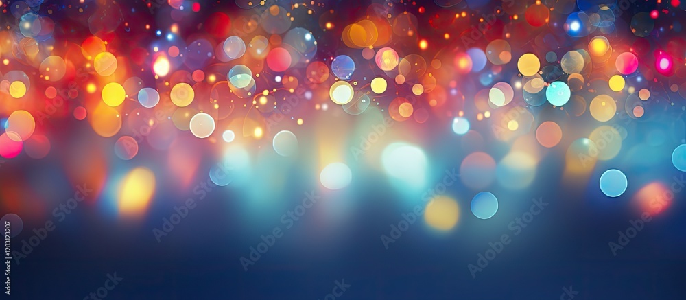 Poster vibrant bokeh lights in warm gold orange and cool blue hues create an enchanting abstract background