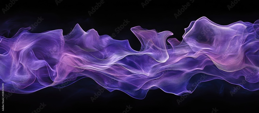 Aufkleber abstract visualization of flowing purple flames and smoke on a dark background, creating a vibrant a