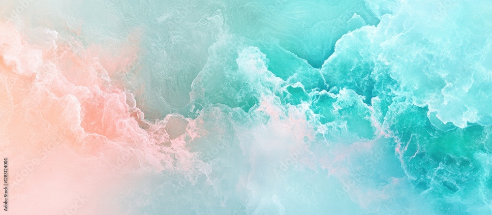 Aufkleber multicolored abstract marble texture in shades of blue green and pink with a light mint liquid wave 