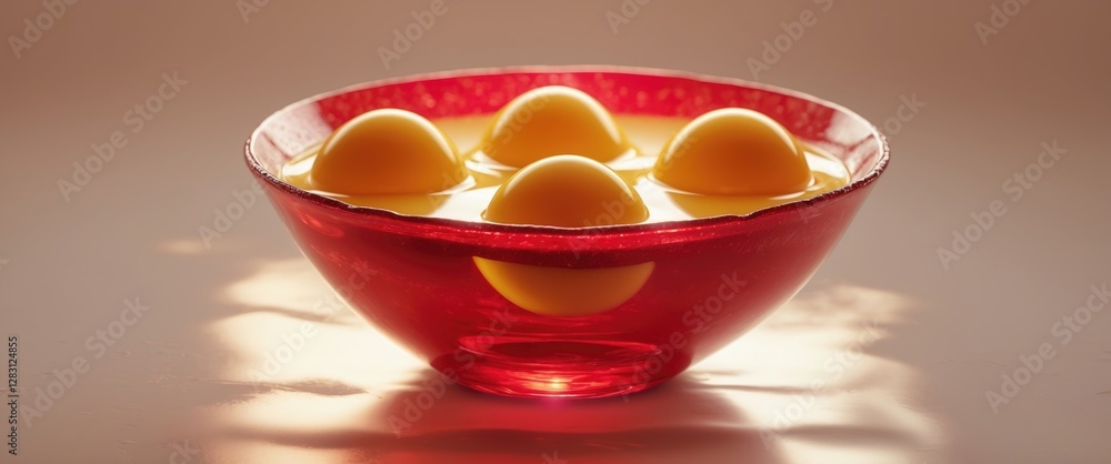 Aufkleber fresh egg yolks displayed in a vibrant red glass bowl creating an enticing and colorful culinary pre