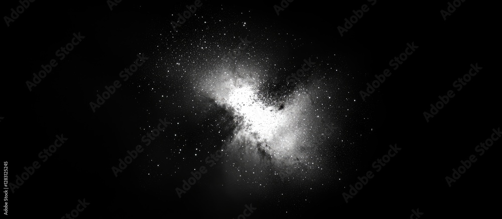 Poster galactic exploration scene showcasing a luminous andromeda galaxy captured in a dark night sky with 