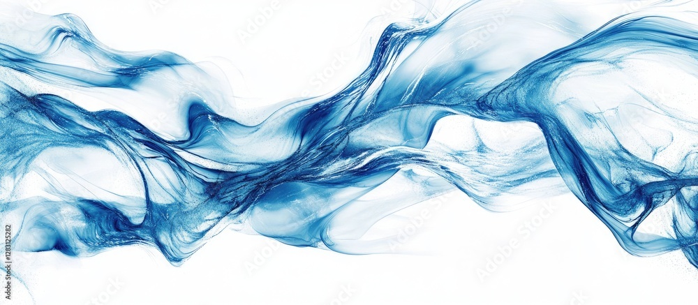 Leinwandbilder Luminous abstract digital backdrop with swirling blue and white trails creating dynamic flow centered on light and color contrast