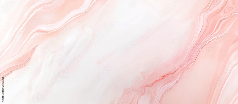 Leinwandbilder Elegant abstract background featuring a soft blend of white and salmon pink tones, with flowing marble-like textures creating a serene atmosphere.