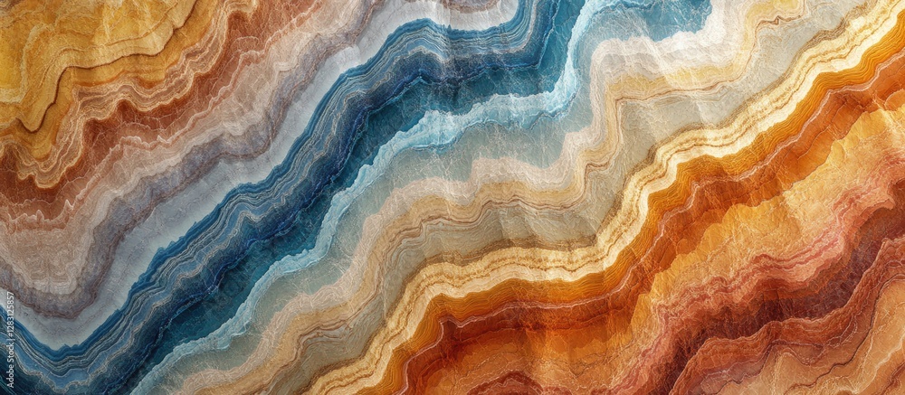 Aufkleber multicolored marble background with gradient layers in orange, blue and beige creating a vibrant, in