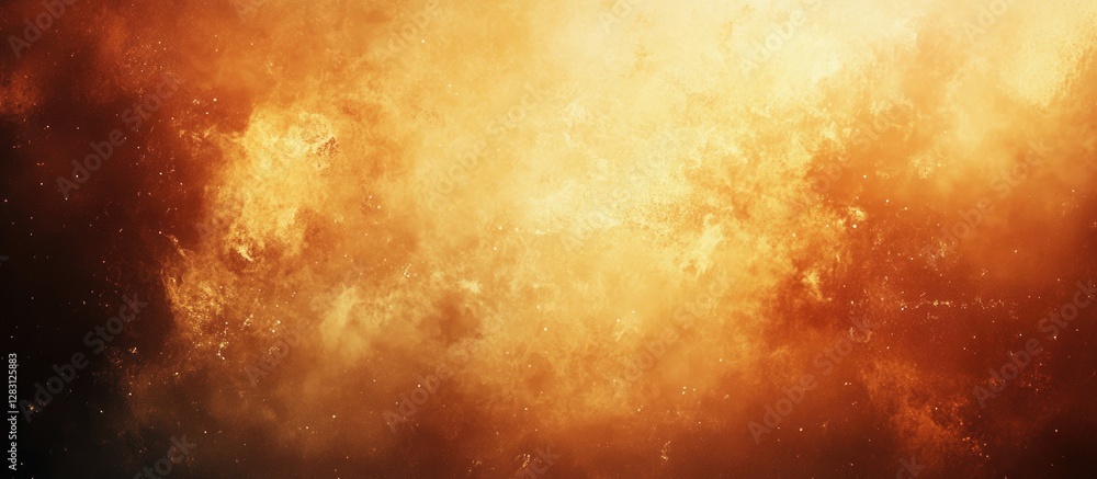 Poster warm abstract background in vibrant orange and golden hues with soft texture; ideal for customizable