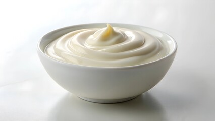 Smooth Creamy Yogurt in White Ceramic Bowl