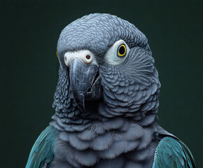 Obraz premium Closeup action of african grey parrot feathers in nature vibrant and detailed environment