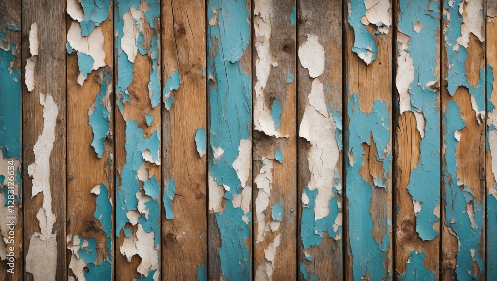 Poster aged wooden texture with peeling blue paint showcasing rustic charm and weathered character for desi