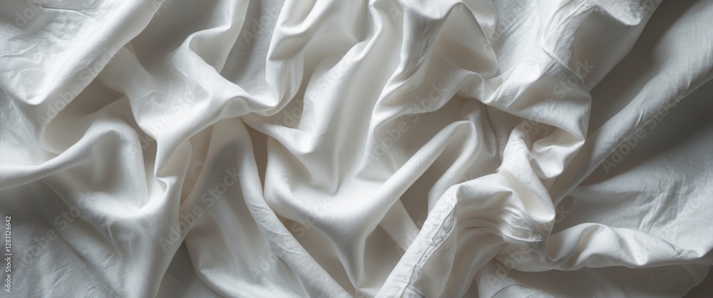 Aufkleber textured white fabric with soft folds and creases for background and textile design use.