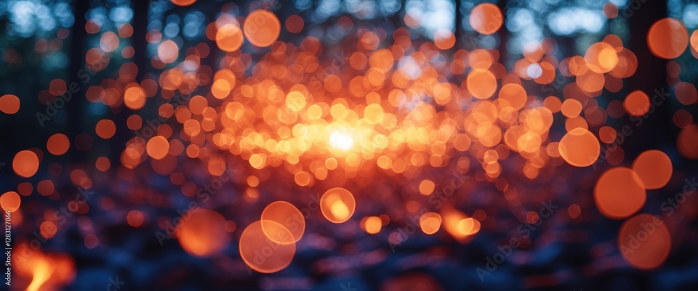 Aufkleber fiery bokeh lighting background with vibrant orange and warm tones creating a dreamy atmosphere in a