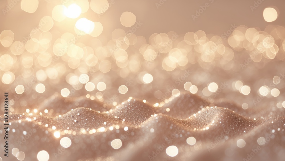 Poster sparkling golden sand with soft waves and blurred bokeh background capturing light reflections and t