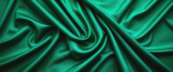 Obraz premium Emerald green luxury fabric background with elegant drapery and soft folds suitable for upscale design and textile applications