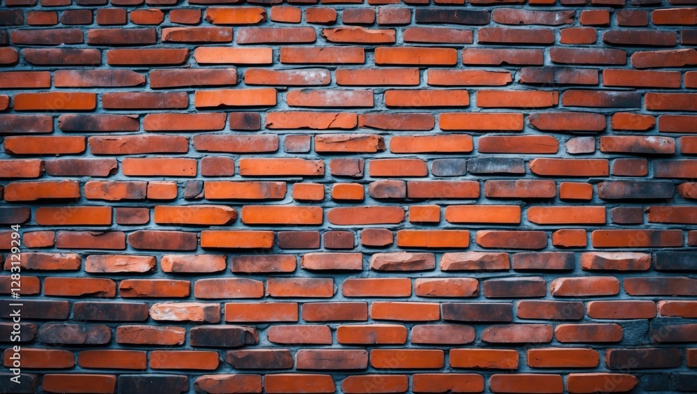 Poster red brick wall texture with varying shades and patterns in an urban setting, suitable for background