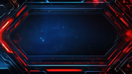 Obraz premium Abstract red and blue glowing frame with dark background.