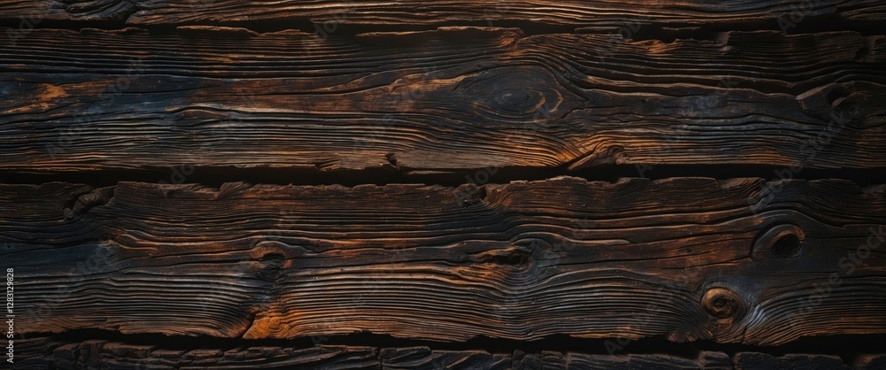 Poster dark wooden surface with deep grooves and rich textures suitable for backgrounds and rustic themes