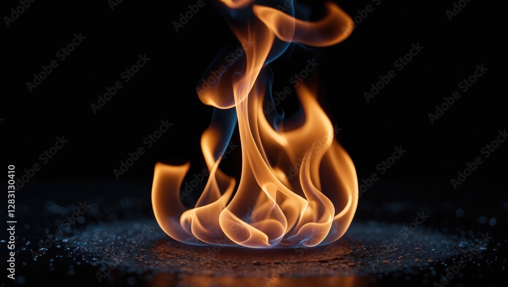 Aufkleber macro shot of flames dancing against a black background showcasing vibrant colors and intricate patt